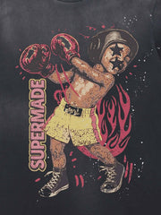 T-shirt oversize con grafica da boxe