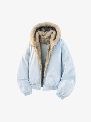 Street Faux Fur Collar Hooded Windproof Padded Jacket 