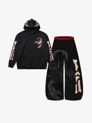 Scorpion Skeleton Graphic Hoodie & Wide-Leg Sweatpants Set