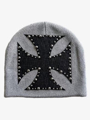 Camouflage Cross Studded Dome Knit Hat