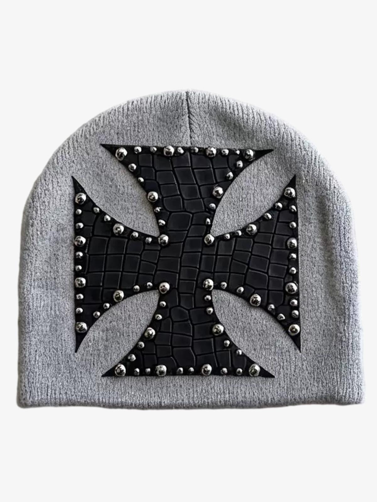 Camouflage Cross Studded Dome Knit Hat