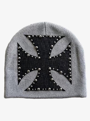 Camouflage Cross Studded Dome Knit Hat