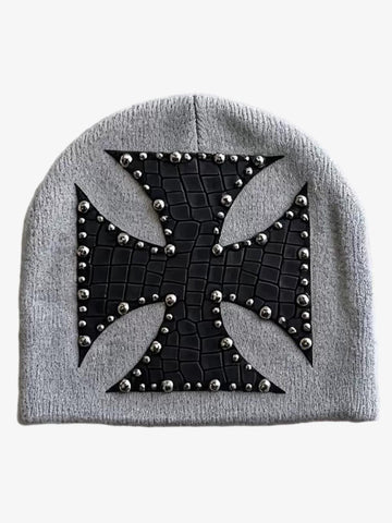 Camouflage Cross Studded Dome Knit Hat