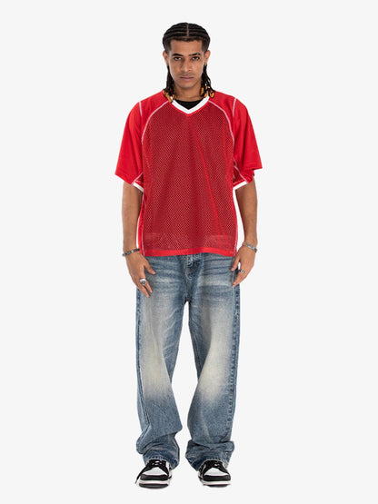 300G Jade Pattern Dyeing Mesh T-Shirt Breathable Quick-Dry Sports Tee for Men 