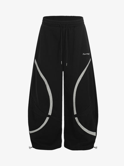 Retro Contrast Panel Drawstring Sweatpants
