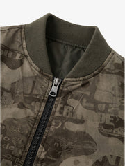 Camouflage All-Over Print Padded Bomber Coats