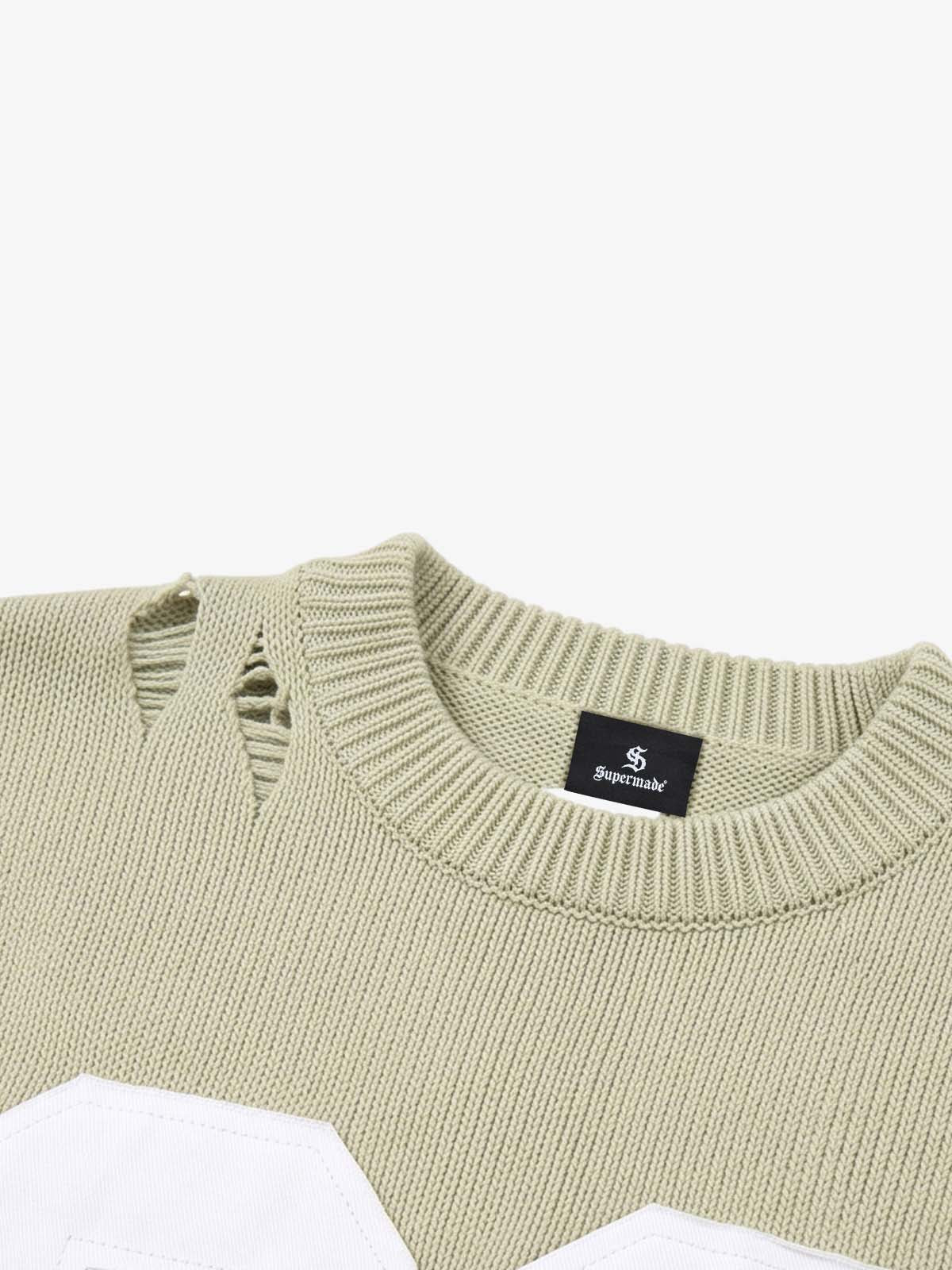 Distressed '23' Appliqué Boxy Fit Sweater