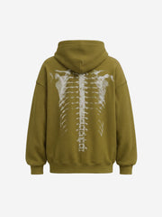 Skeleton Bone Graphic Distressed Hoodie