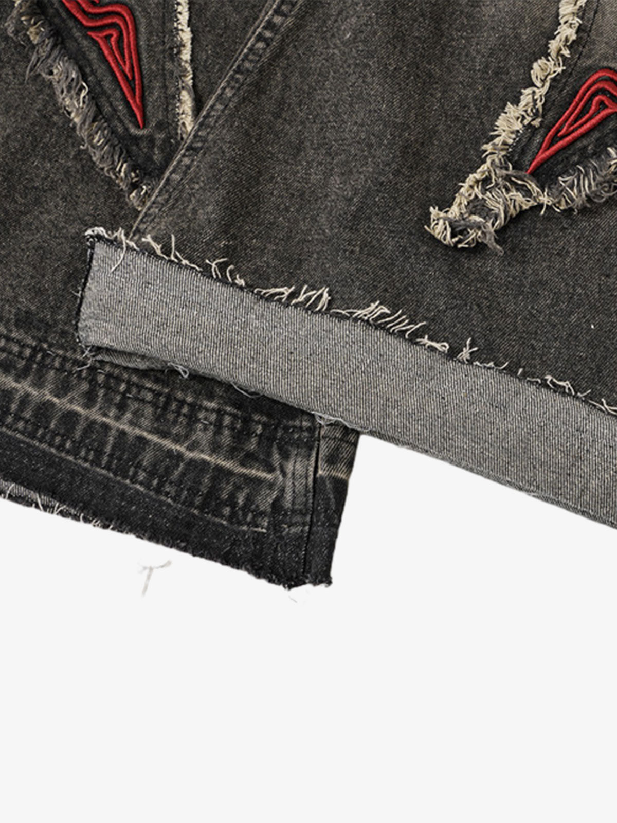 Embroidered Frayed Distressed Jeans