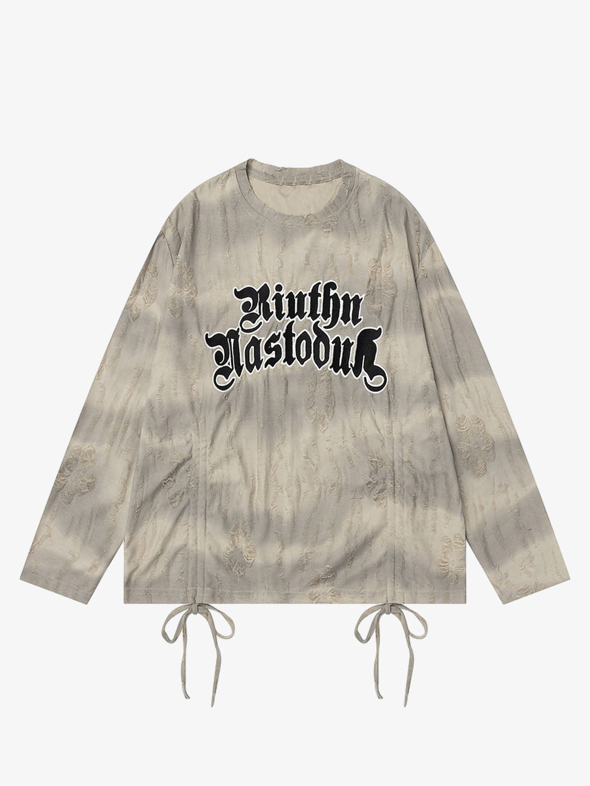Lazy Drawstring Letter Hole T-shirt 