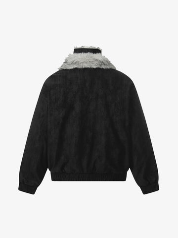 Vintage Dual-layer Collar Fleece-lined Zipper Jacket 
