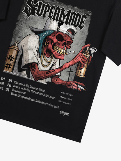 Graphic Tee with Bold Skull Design for Men 