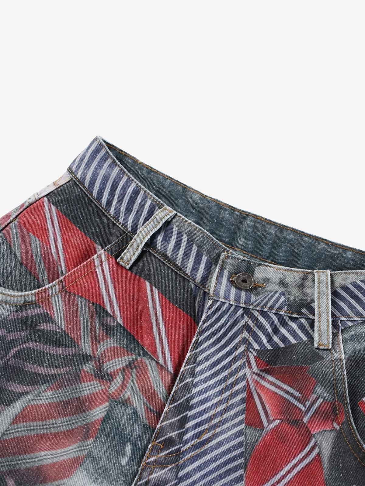 3D Tie Graphic Jeans