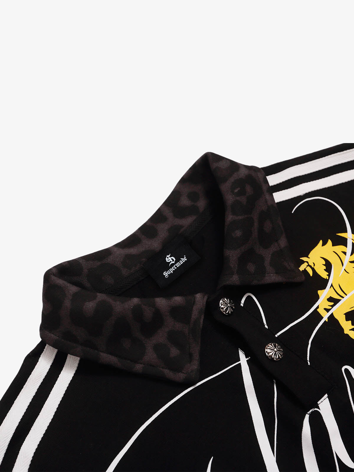 Leopard Cross Script Graphic Polo Long Sleeve Tee