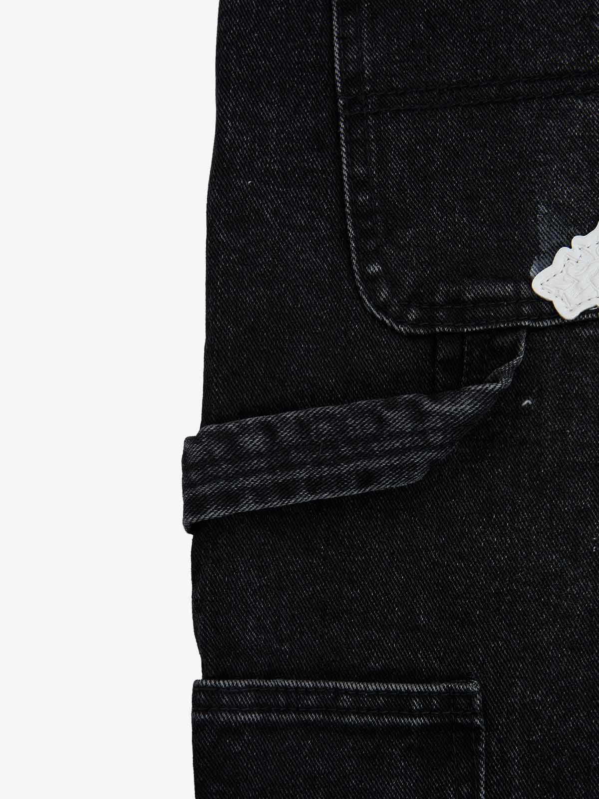 Supermade Retro Distressed Print Heavyweight Canvas Baggy Pants 