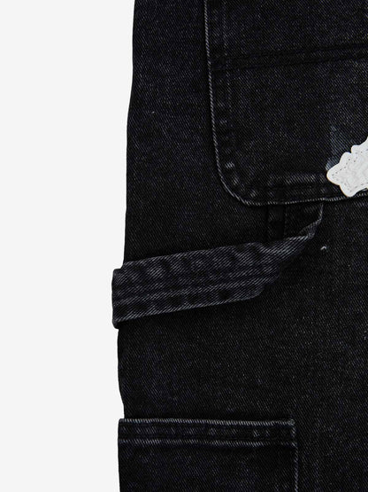 Supermade Retro Distressed Print Heavyweight Canvas Baggy Pants 