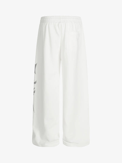 Stylish Black Wide-Leg Pants with Unique Embroidered Design for Casual Wear 