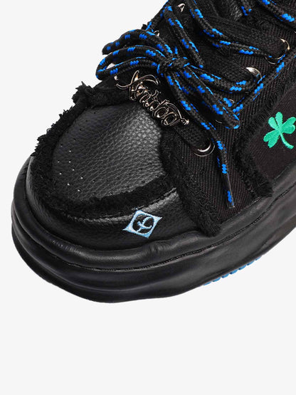 Thesupermade American Retro Patch Raw Edge Embroidered Floral Dissolving Shoes 