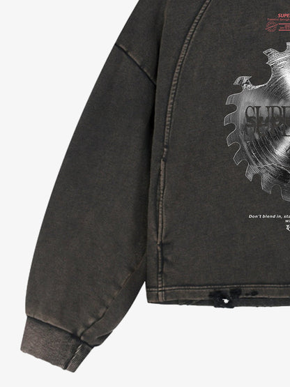 Oversized Snake Graphic Hoodie with Bold Print Design 