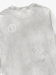 ギター音符グラフィック ユーズド加工長袖Tシャツ