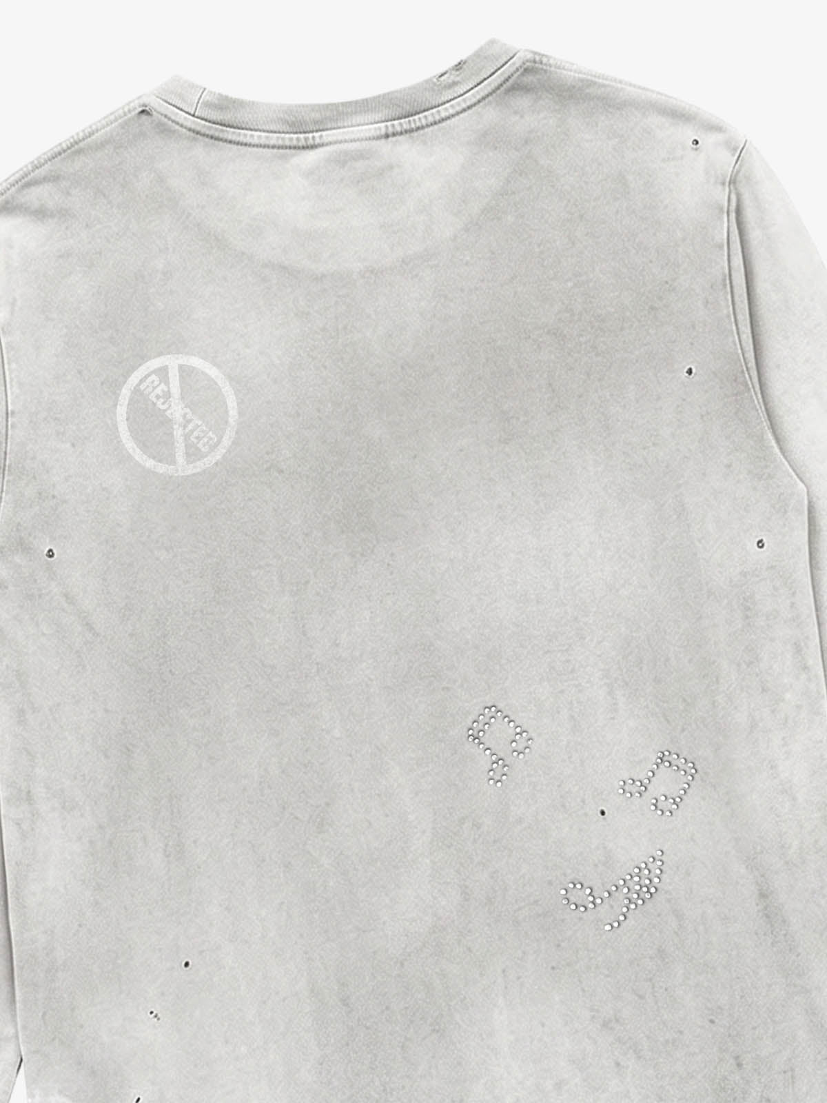 Guitar Music Note Graphic Distressed Long Sleeve Tee