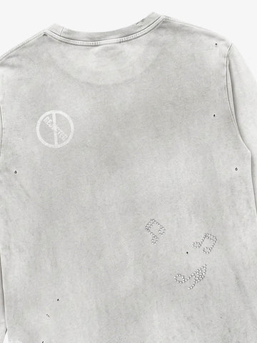 Guitar Music Note Graphic Distressed Long Sleeve Tee