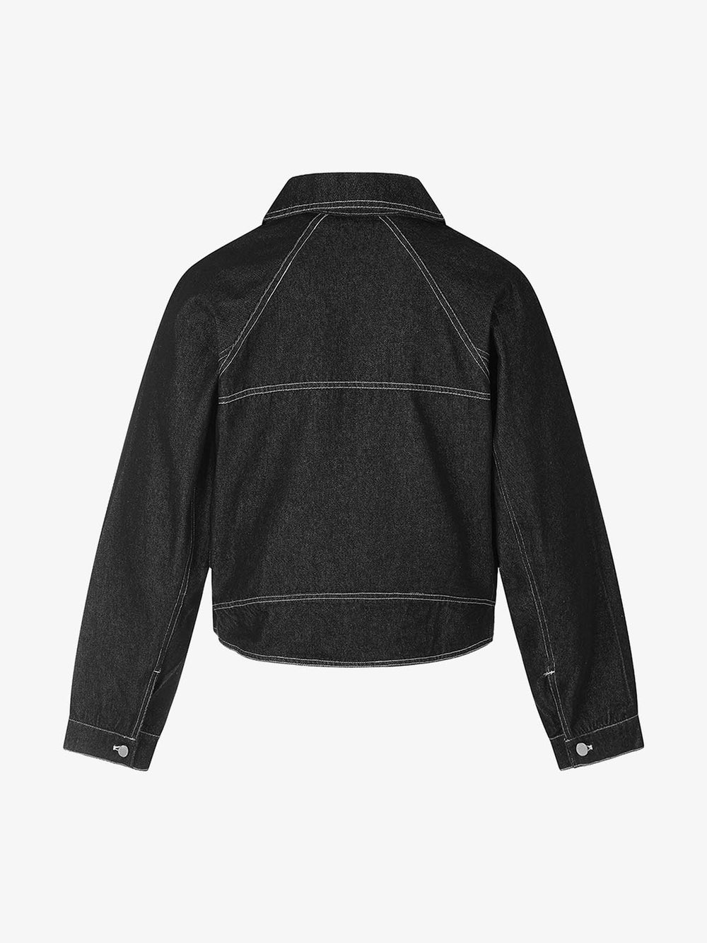 Asymmetric Button Washed Cropped Denim Jacket