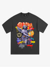 Angel statue and street graffiti mixed pattern T-shirt 