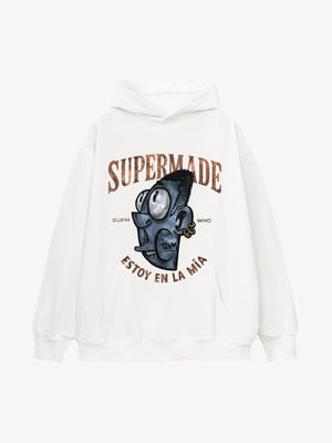 Thesupermade Street Trend Cool Blue Cartoon Big Head Hooded Sweatshirt 
