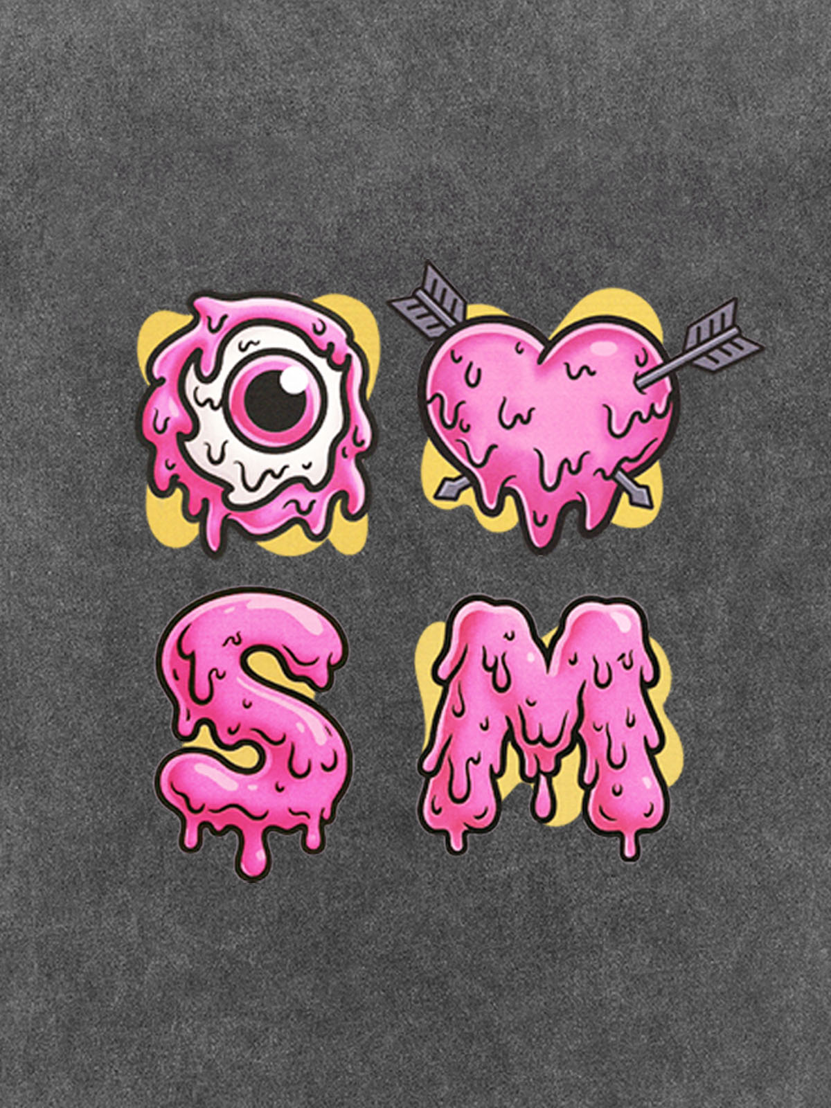 Thesupermade eyeball and love graffiti declaration T-shirt 