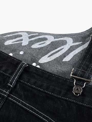 Detachable One-Shoulder Denim Overalls 