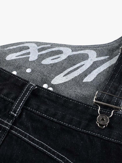 Detachable One-Shoulder Denim Overalls 
