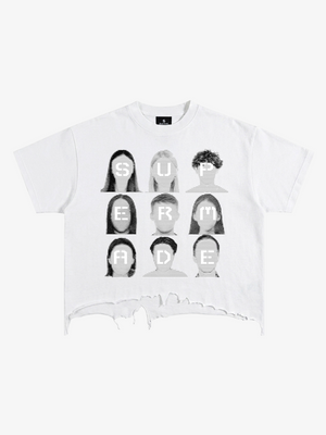 Portrait Graphic Ripped Layered Tee