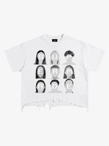 Portrait Graphic Ripped Layered Tee