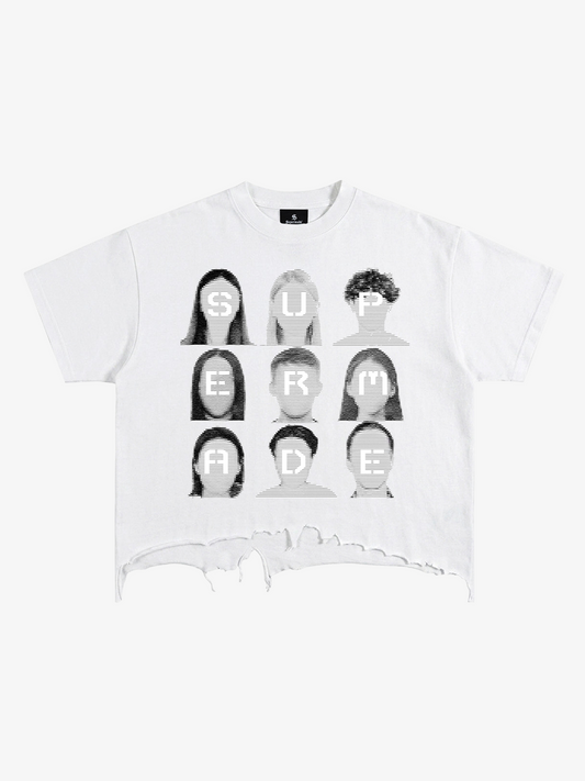 Portrait Graphic Ripped Layered Tee