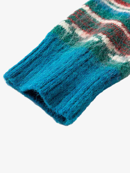 Vintage Striped Jacquard Polo Knit Sweater 