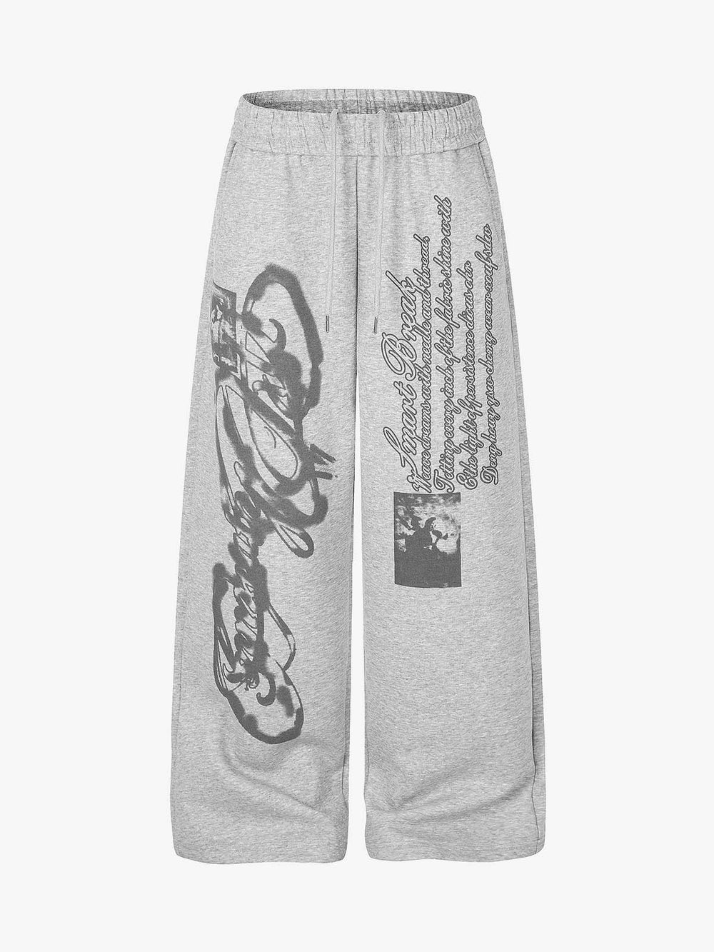 Dark Letter Graphic Drawstring Sweatpants