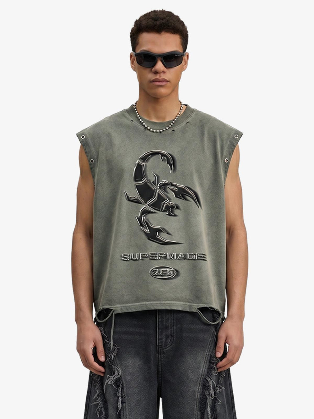 Vintage Chrome Scorpion Washed Sleeveless T-Shirt 