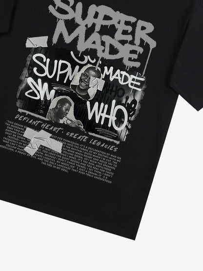 Street Graffiti Style Retro Character Collage T-Shirt 
