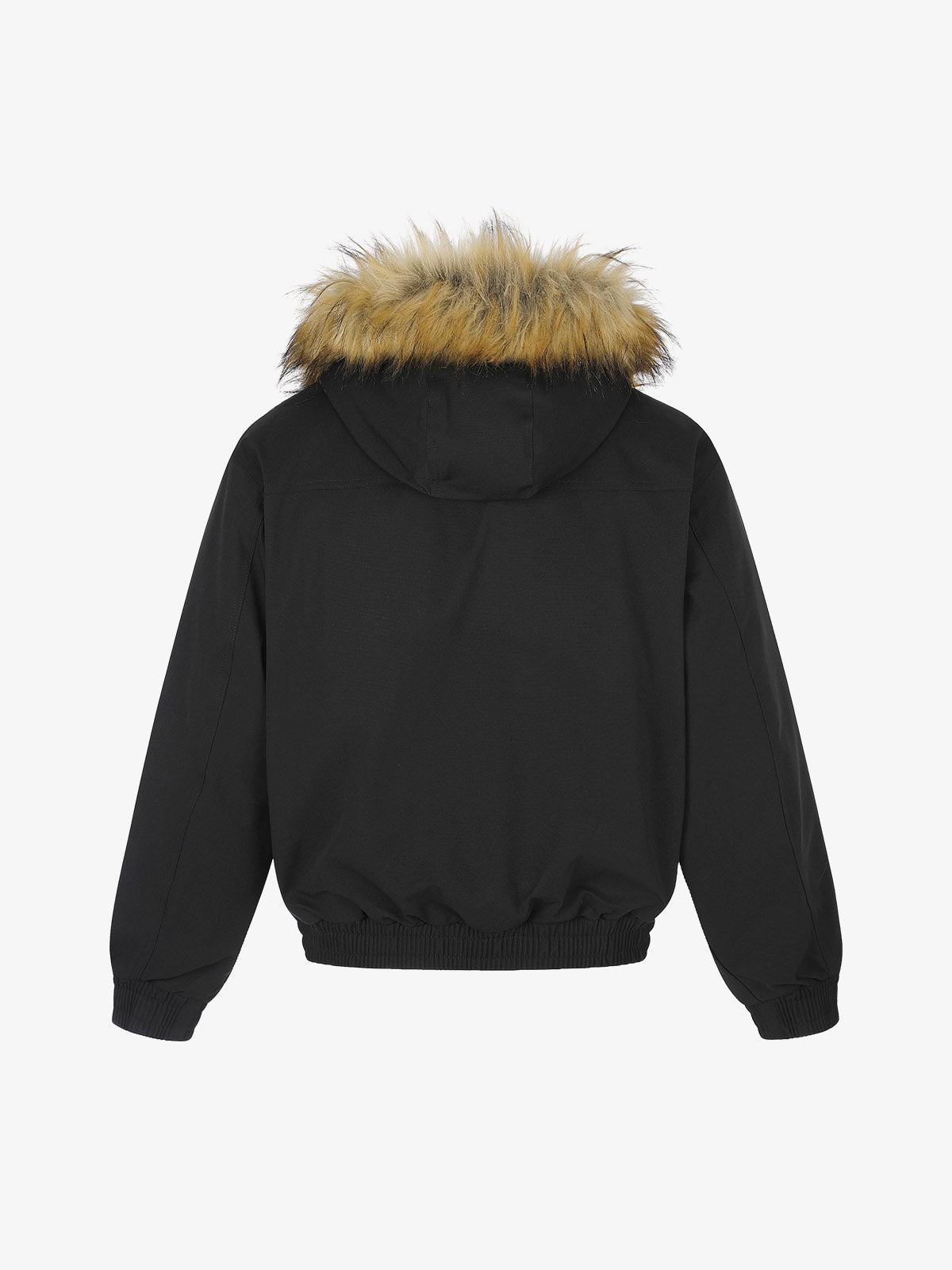 Deconstructed Layered Hooded Faux-Fur Collar Puffer Jacket