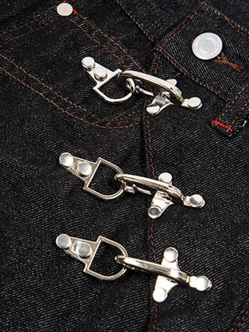 Jeans curvi con fibbia da aereo