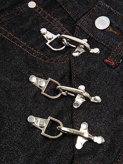 Jeans curvi con fibbia da aereo