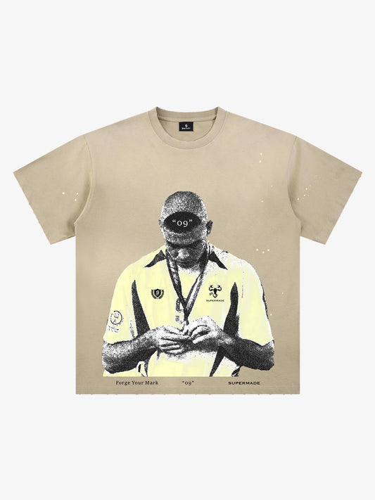 Cotton Sleeveless Crop Top with Supermade 63 Graphic Print and Adjustable Drawstring Hem 