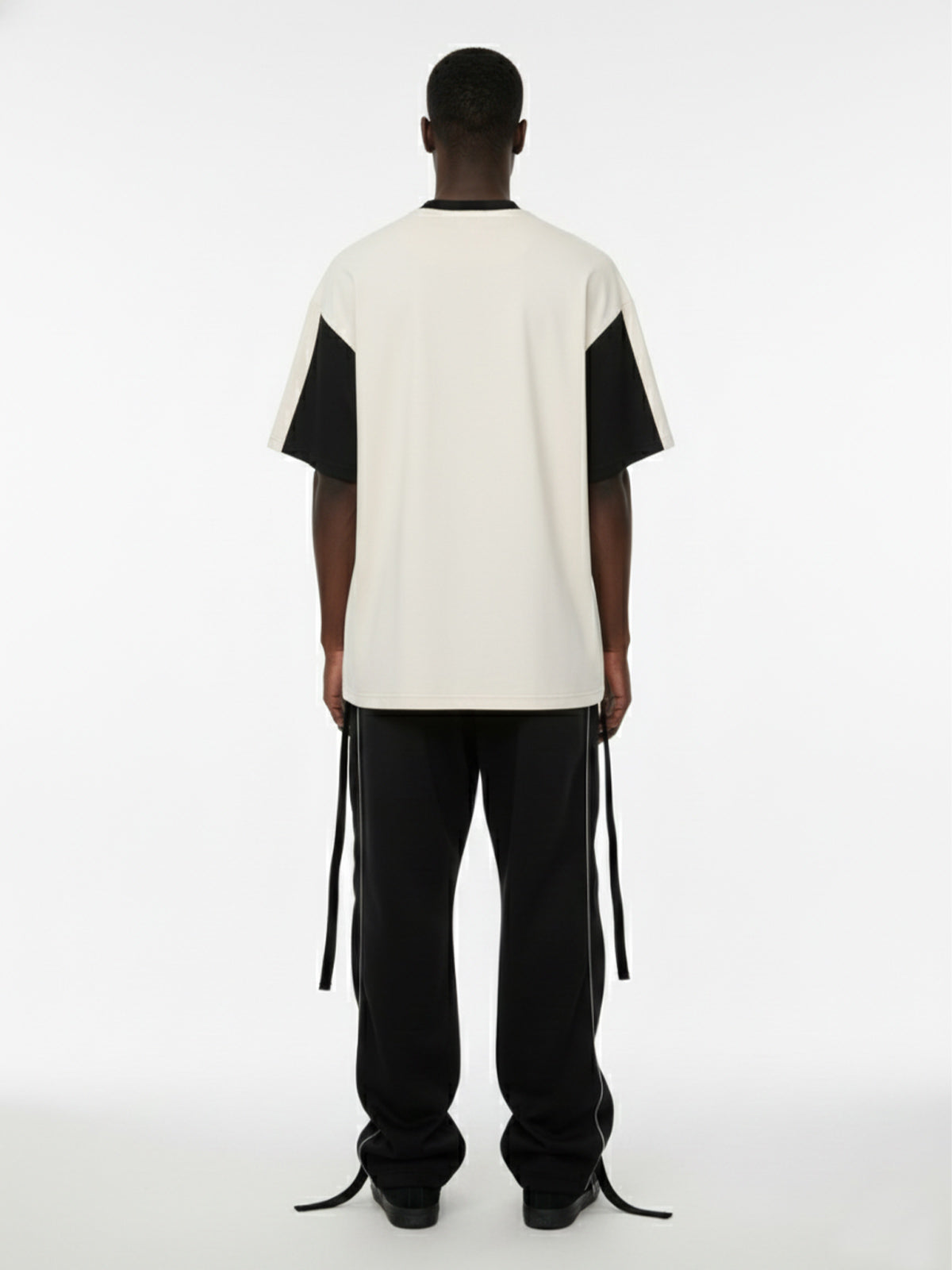 Thesupermade Horizontal Glitch Art Deconstruction Contrast Color Stitching Print T-shirt 