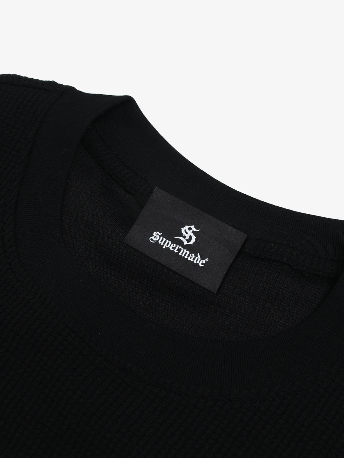 Cotton Waffle Knit Graphic T-Shirt with The Supermade Records Print for Men 