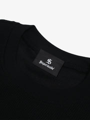 Cotton Waffle Knit Graphic T-Shirt with The Supermade Records Print for Men 