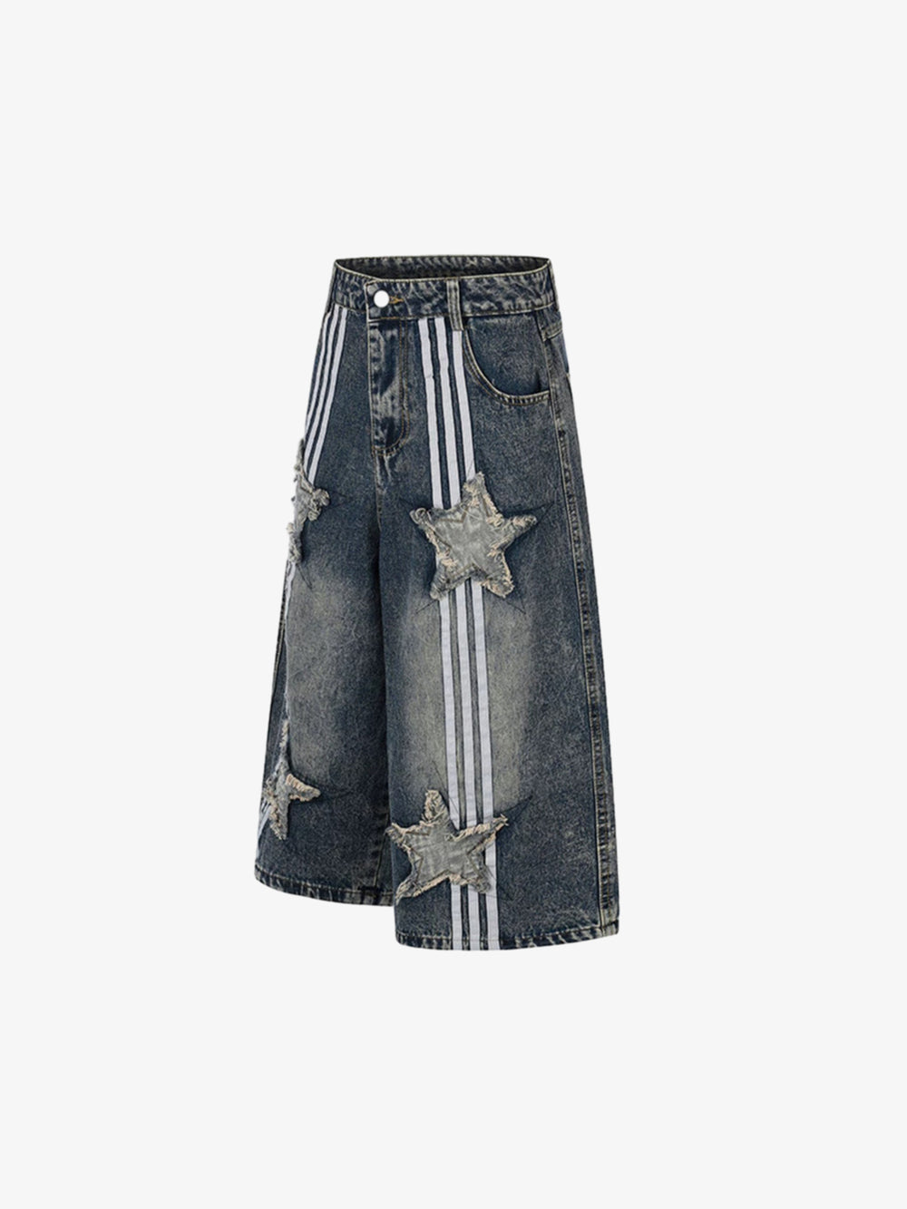 Cropped Jeans mit Sternenpatch