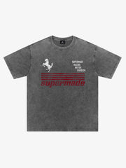 Horse Graphic Garment-Washed Distressed Tee