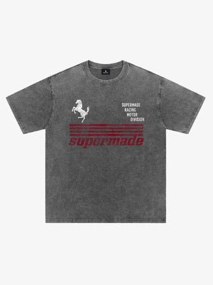 Horse Graphic Garment-Washed Distressed Tee