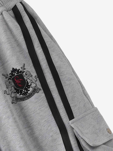 Scorpion Appliqué Color Block Striped Tracksuit